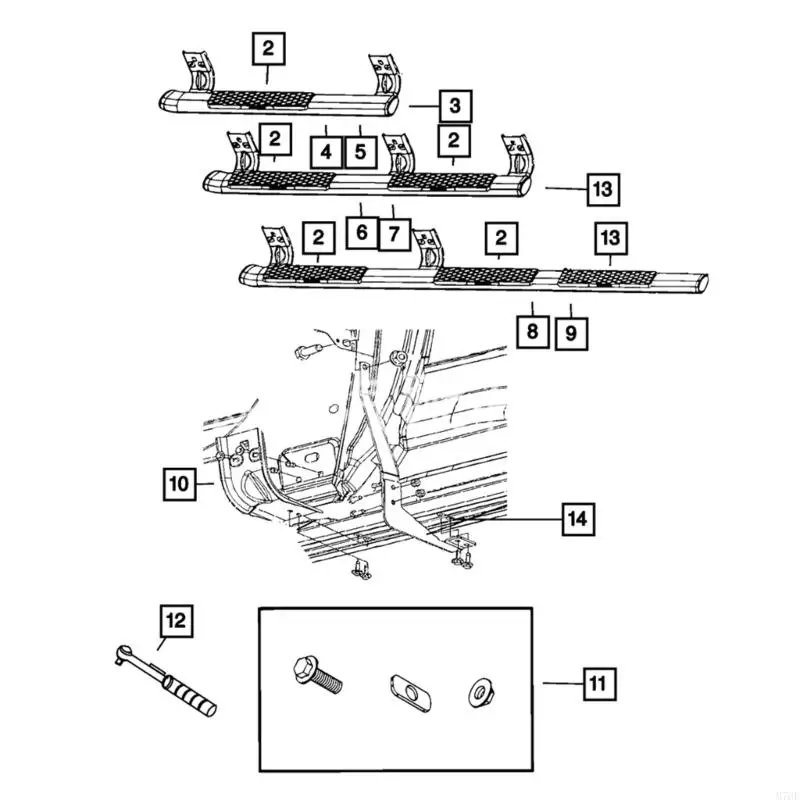 M76E-Seitenstufen-Montage-Hardware-Set 68044460AA, Stahl-Trittbrettbolzen und Gewindeeinsatzsatz für fahrzeugspezifische – Detail 5