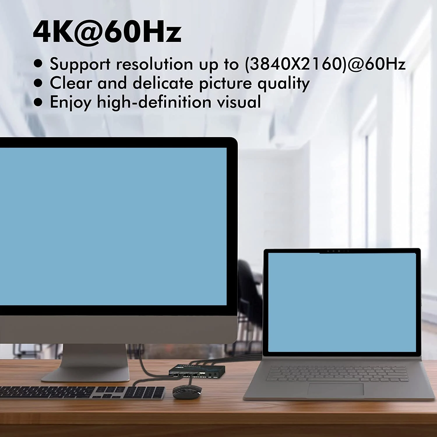 SCLS DisplayPort KVM Switch, 4K@60Hz DP USB Switcher for 2 Computer Share Keyboard Mouse Printer and Ultra HD Monitor
