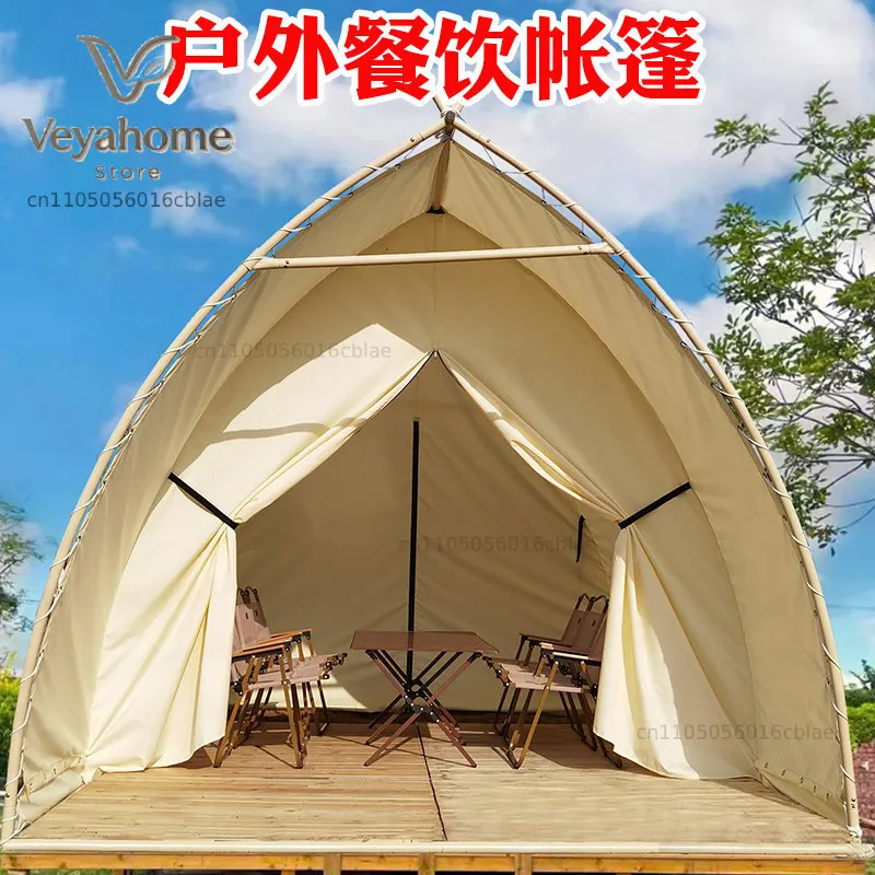 Sailing tent Outdoor camping Tourist attraction B & B Rainproof restaurant Rooftop catering Steel rack BBQ hot pot tent