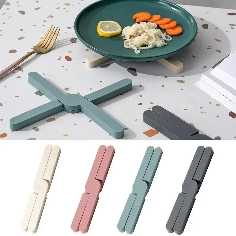 Foldable Silicone Trivet Mats Hot Pot Holder Hot Pads Drying Mat Heat Resistant for Table Kitchen (Foldable X-Shaped)