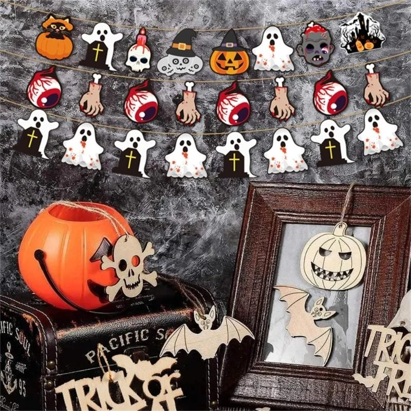 97QCゴーストリープルフラッグクラフト装飾ハロウィーンペンダントハロウィーンDIYペンダント