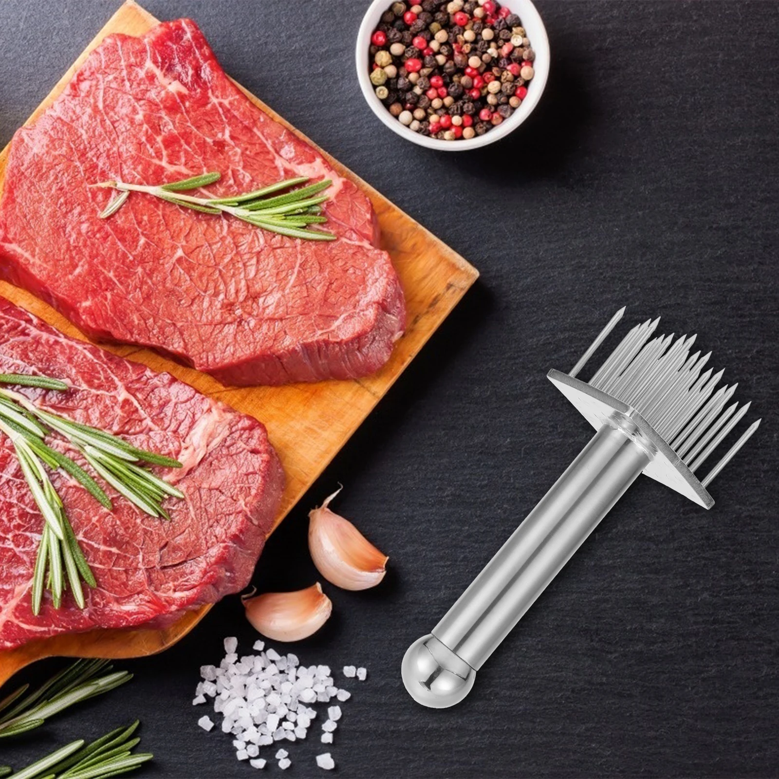 

1pc Stainless Steel Tenderizer Needle Steak Tool For Beef Pork Fish Poultry Fibrous Meat Fast Cooking Kitchen Supply Tenderizing
