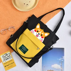 Proste torby szkolne dla dziewcząt torba płócienna kampus szkolny śliczne przenośne torby korekcyjne kawaii cat Shiba Inu tkanina artystyczna torba crossbody