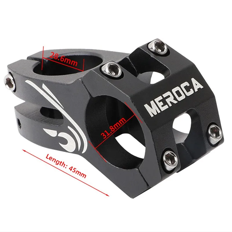 MEROCA MTB stem 45mm Hollow Short Bike stem riser 28.6*31.8 mm Mountain Road bike handlebar stem Aluminum Alloy Bicycle stem
