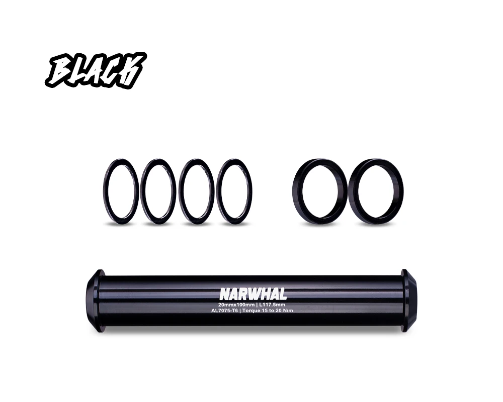 Gateshark Narwhal 20mm Steckachse Vorne 7075 Eloxiert Schwarz Rot Lila Orange Grün Blau für Racing BMX 117,5mm Innendurchmesser – Detail 3
