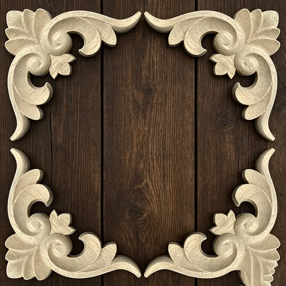 10PCS European Wood Decoration Carved Furniture Applique Decorative Background Patch Vintage Home Decor Ornaments Miniatures