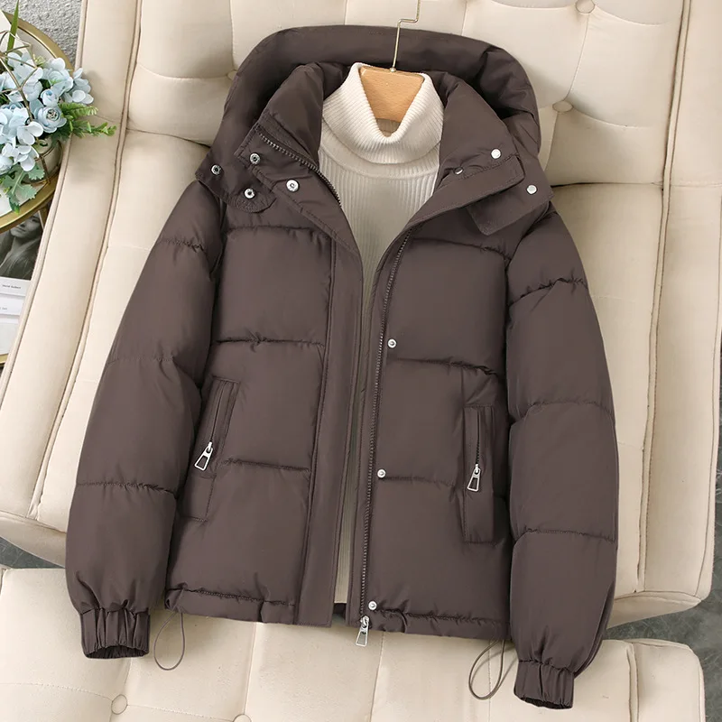 Winter Thickened down Cotton Jacket Women's Short Coat Hooded Knitted Outerwear Trendy Small Size Friendly Winter Coat