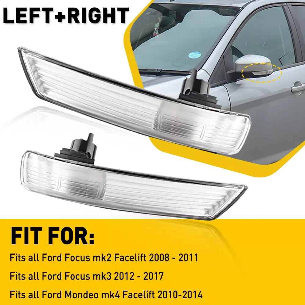 

1pair Car Wing Mirror Indicator Repeater Lense Light ABS Plastic For Ford Focus MK2 MK3 2008-2017 Car Accessories