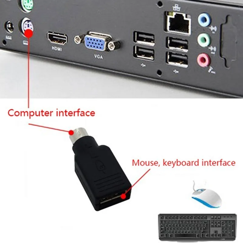 1PCS  USB Female To PS2 PS/2 Male Converter Adapter Keyboard Mouse Mice