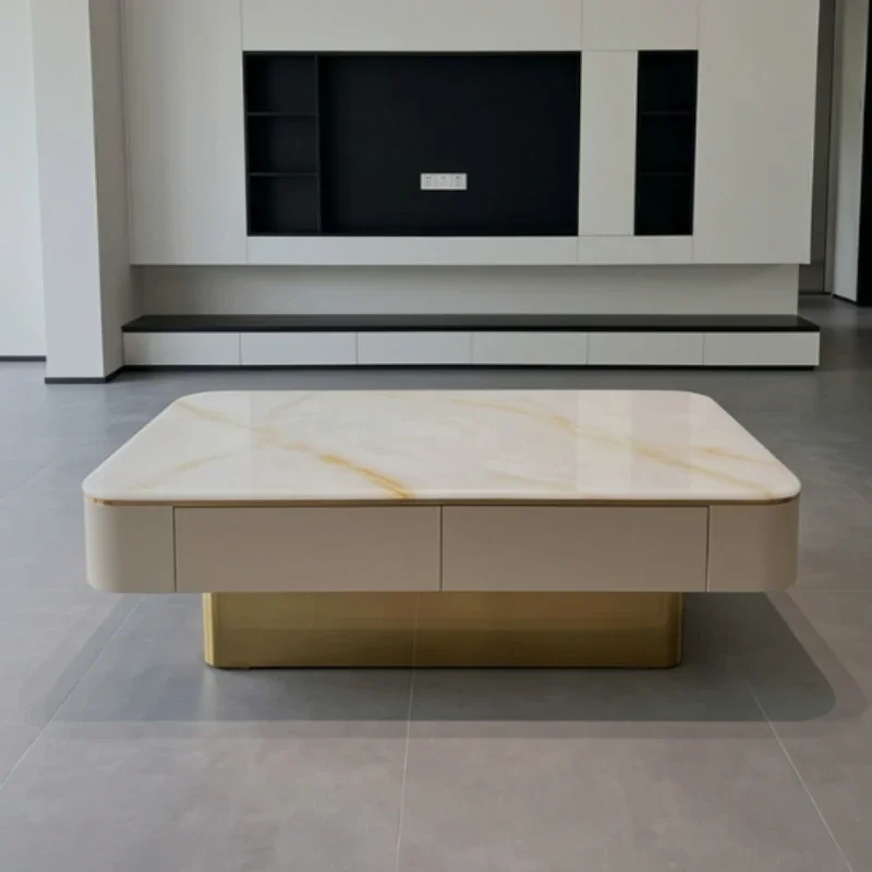 Modern Creative Modern Coffee Table Living Room Light Luxury High End Microcrystalline Stone Side Tables Pliante Furniture