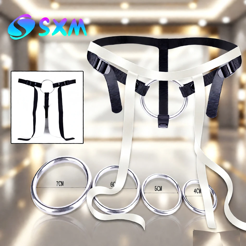 SXM-arnés de cinturón ajustable para consolador, tapón Anal, Strapon, Juguetes sexuales BDSM, correa de 4 tamaños con anillo, juego de pene portátil, placer para adultos