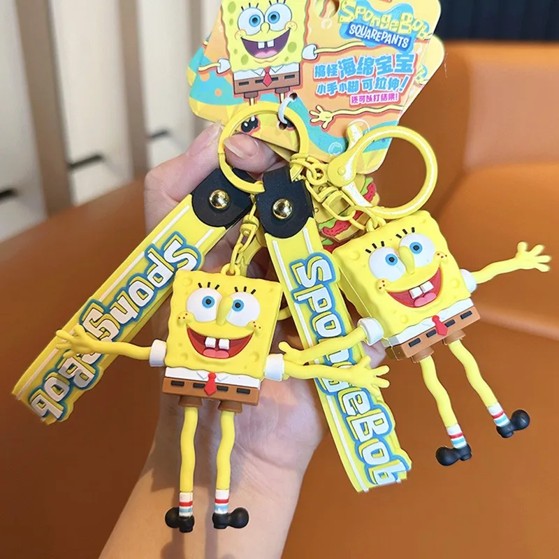 

Kawaii SpongeBob SquarePants Keychain Creative Pull-out Decompression Car Keychain Pendant Couple Exquisite Bag Decoration