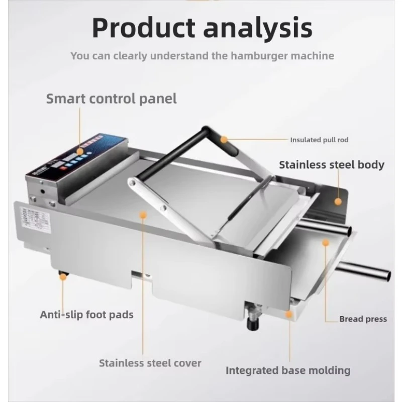 220V Burger Bun Toaster Machine Commercial Automatic Bun Grill Electric Hamburger Bread for Fast Food Shop Snack Bar Kebab Home