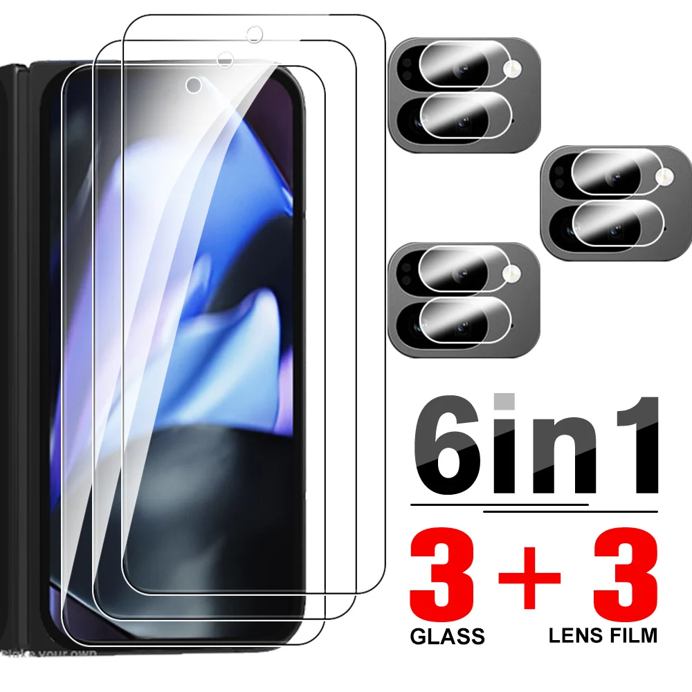 6in1 Protective Glass Case For Google Pixel 9 Pro Fold Tempered Glass Pixel9Pro Fold Pixel9ProFold 5G Lens Camera Protector Film