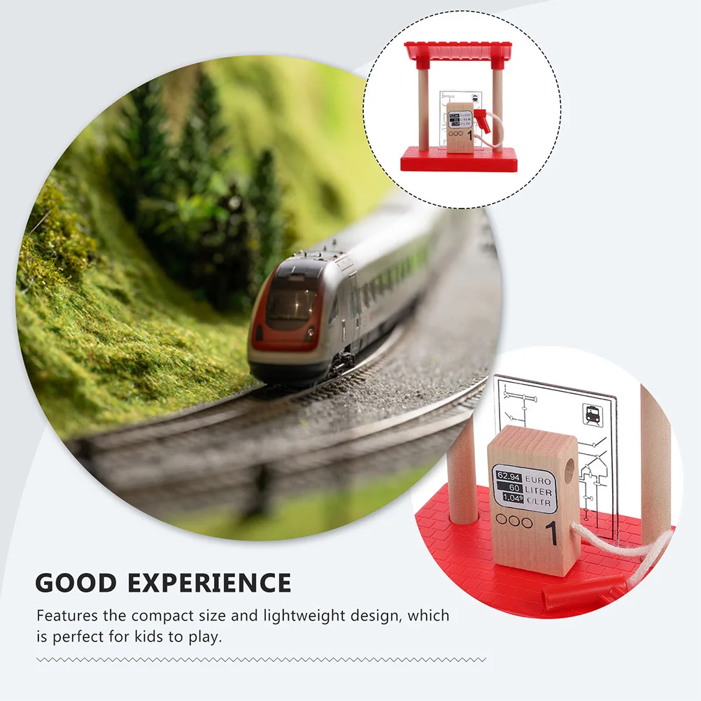 1Set Holz Zug Track Zubehör Simulation Tankstelle Szene Multi-Funktion Rotierenden Griff Lift Straße Block DIY Tankstelle