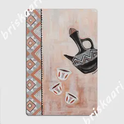 Habesha Jebena Beige Traditional East African Coffee Painting Poster Metal Plaque Retro Mural Painting Party