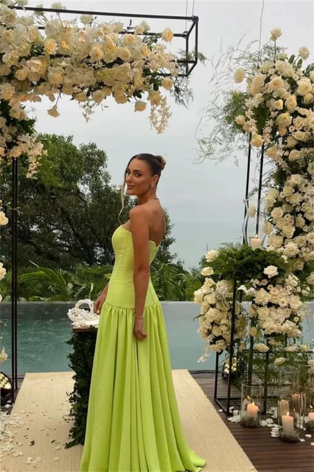 Vows ชุดราตรีสตรี 2025 ชีฟอง Elegant ชุดสตรีสําหรับงานแต่งงาน CUSTOM Made สาย Piglet Breast Ball Gowns พรหม