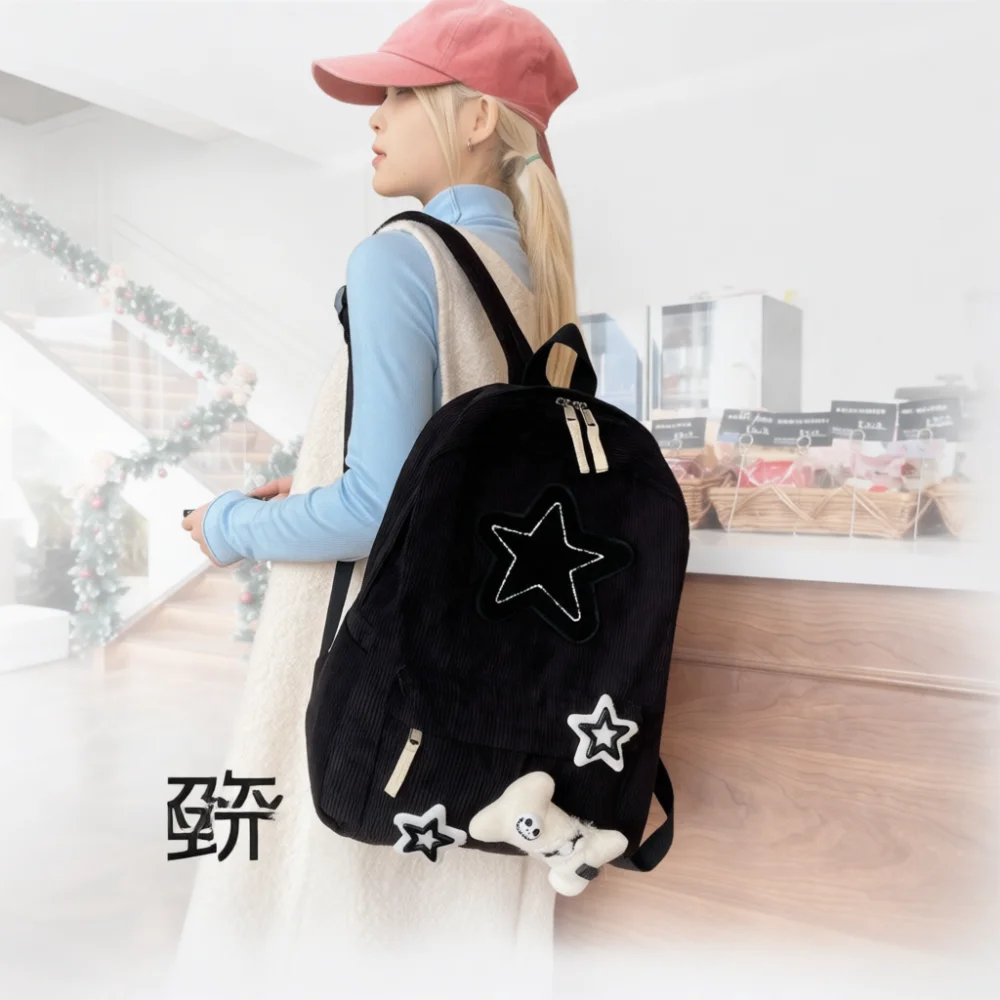 Starry Pattern Backpack Women Japanese School Style College Bag Lightweight Travel Rucksack Student Daily Daypack Pack