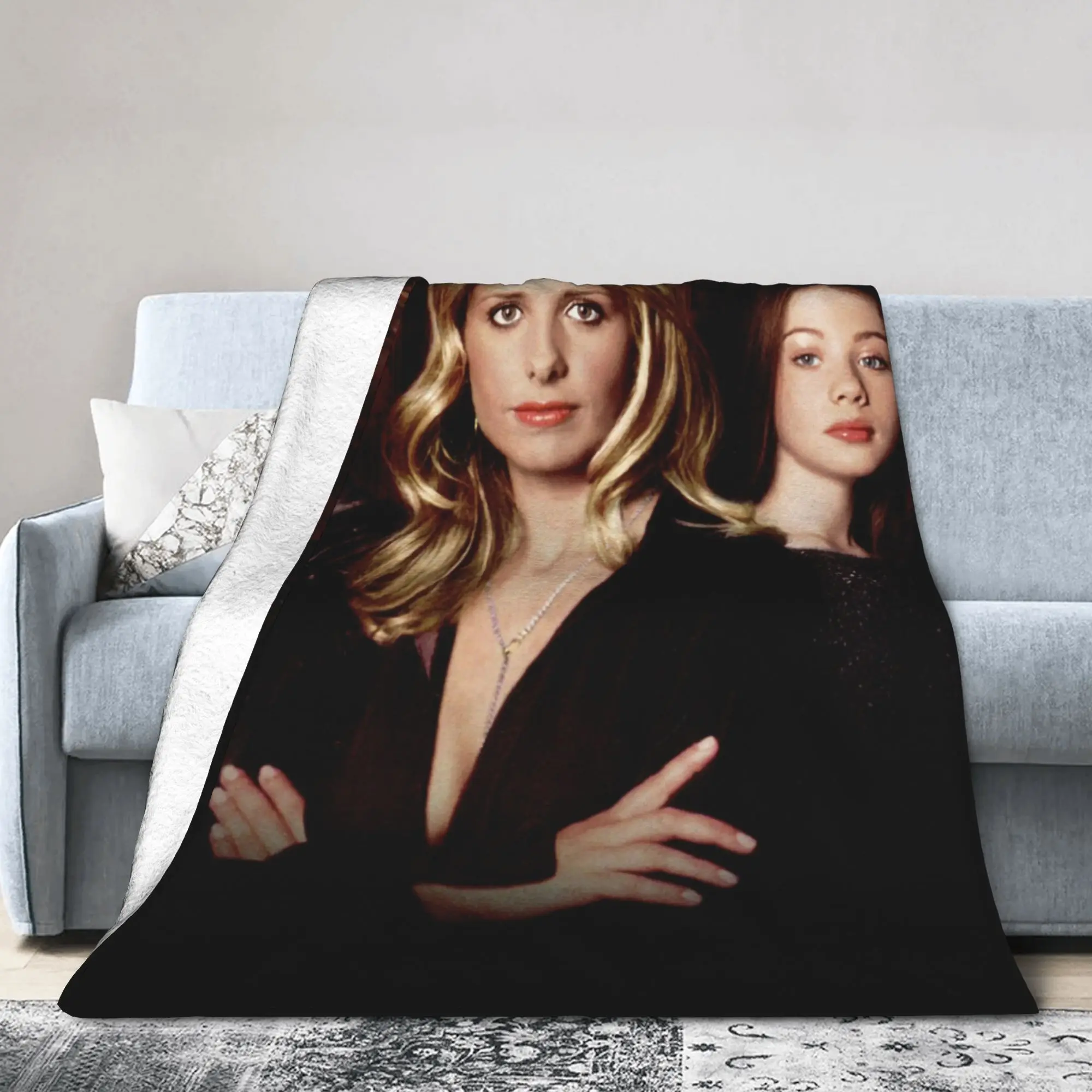 Buffy the Vampire Slayer Blankets Willow Spike Flannel Funny Warm Throw Blankets for Chair Covering Sofa  Winter