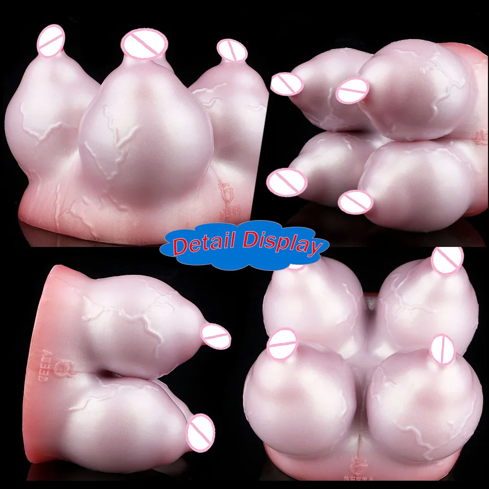GEEBA Male Masturbator Unique Quad-Breast Alien Design Soft Silicone Pocket Pussy Realistic Texture Adult Onshole Men's Stroker view 4
