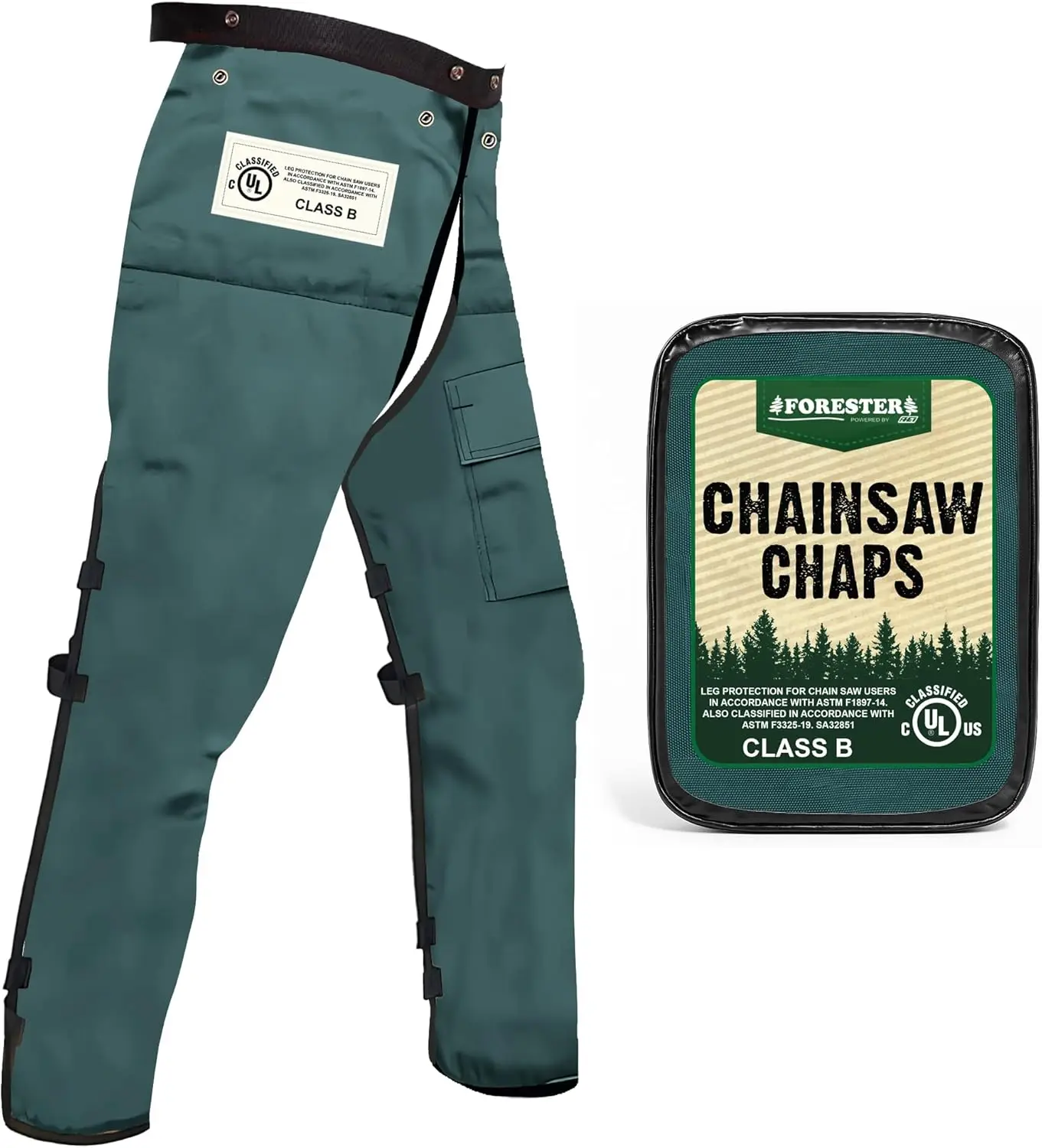 

Men's & Women's Chainsaw Safety Chaps with Pocket, Adjustable Waist - Apron-Style Protection
