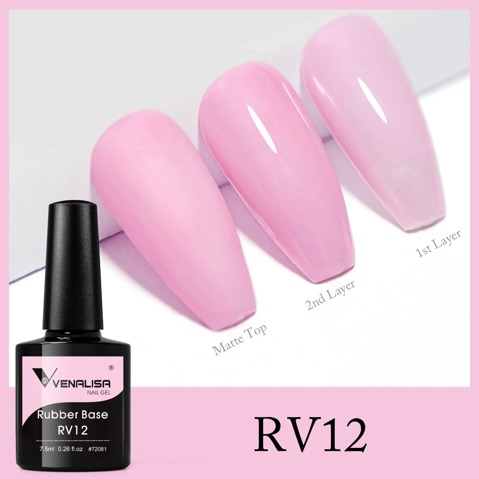 VENALISA Color Rubber Base Coat Jelly Color Halbtransparenter Nagelgellack 7,5 ml Gellack Große Abdeckung Beauty Nail Maniküre