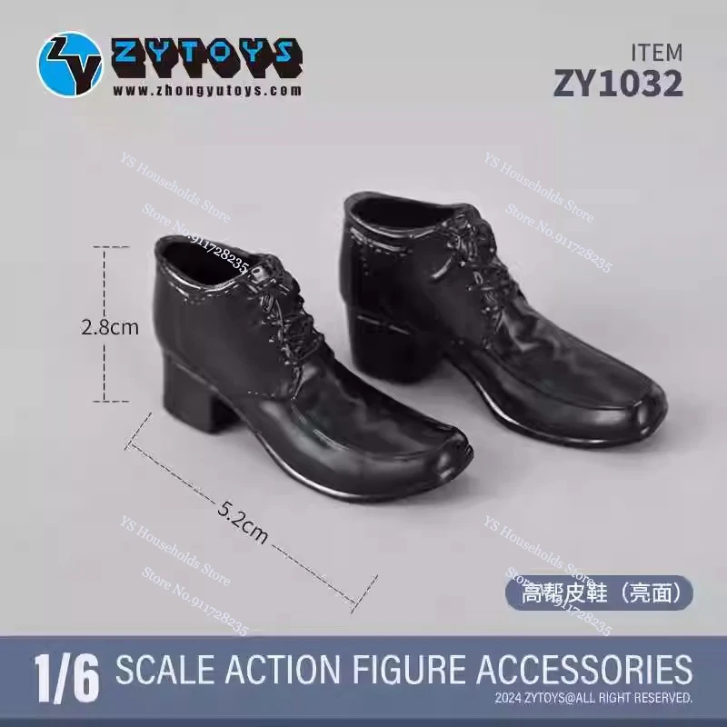 ZYTOYS ZY1031 ZY1032 ZY1033 ZY1040 1/6 Scale Man Soldier Square Round High Top Head Suit Hollow Leather Shoes For 12