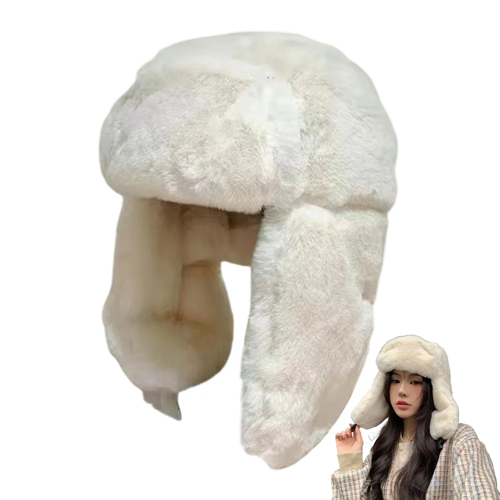 Soft Plush Winter Riding Hat Outdoor Cycling Warm and Cold Plush Hat for Outdoor Fishing Trip Shopping