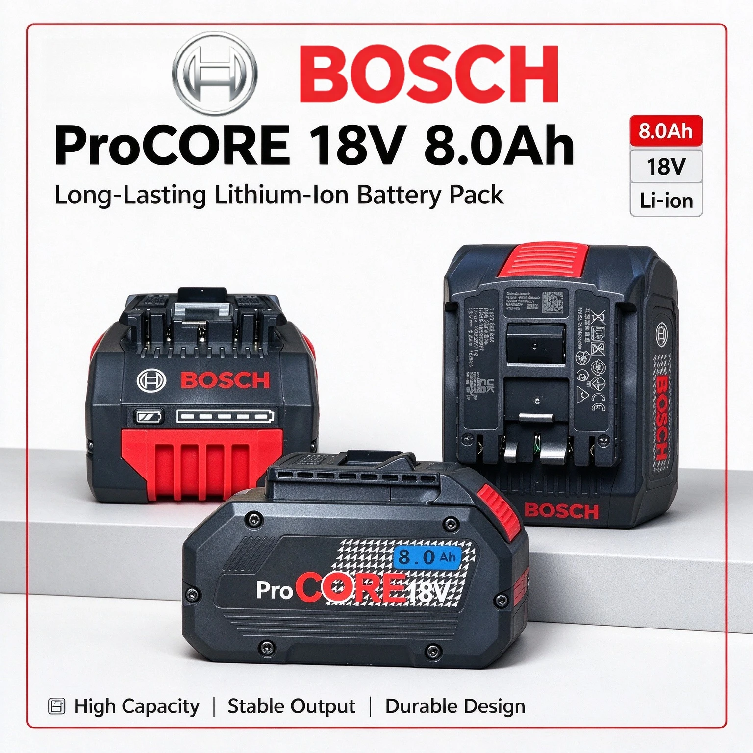 Bosch 18V 8.0Ah ProCORE Li-ion Battery,BAT609 BAT618 GBA18V80,21700 Cells Smart BMS Circuit Protection,For Bosch 18V  Power Tool
