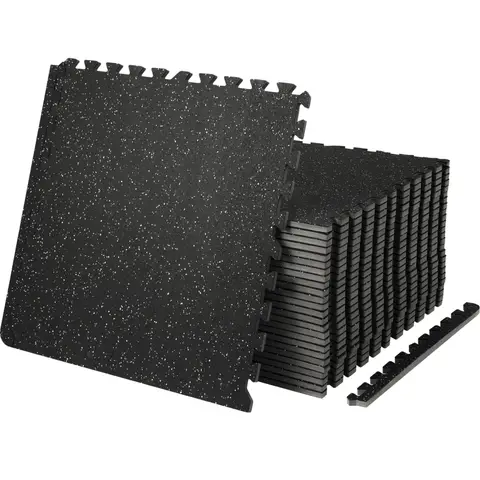 SucceBuy 12/6 PCS 1/2 in Thick Gym Floor Mats EVA Foam & Rubber Top Interlocking Workout Floor Mats Waterproof Exercise Mats