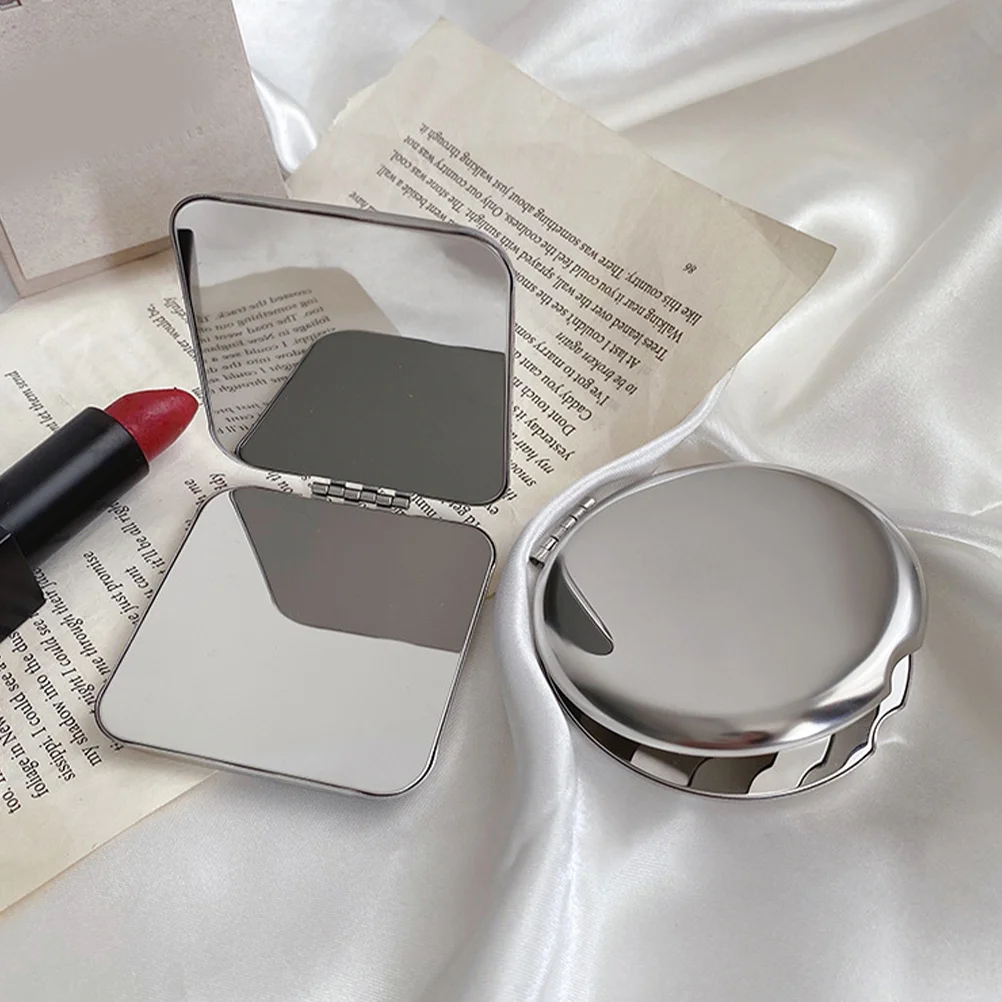 Petit miroir Portable Double face en acier inoxydable, pour femmes, voyage et maquillage, miroirs de maquillage compacts, miroirs de voyage