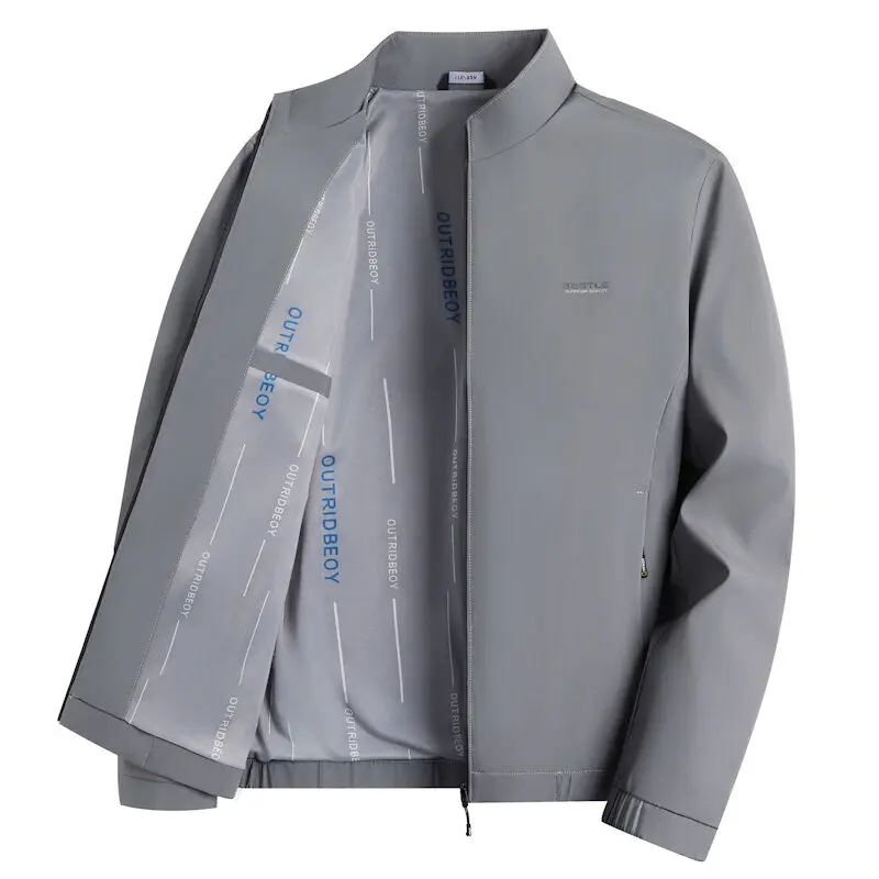 

Autumn Spring Trendy Solid Color Men's Jacket Soft & Skin-friendly Fashion Stand Collar Business Casual Coat Comfortable Top