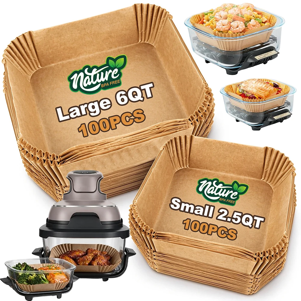Disposable Non-Stick Parchment Paper for Ninja Crispi Pro 6-in-1 Glass AirFryer Cooking System, Oil-proof AirFryer Baking Liners