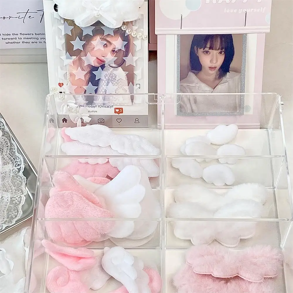 10pcs/pack Card Cover Decoration Material DIY Pink White Plush Wing Sweet Korea Handmade Photocard Holder Dceor Accessories