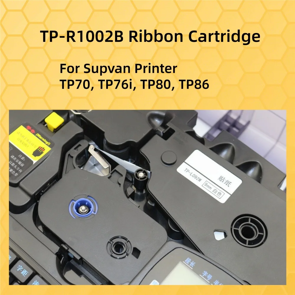 TP-R1002B Supvan PVC Sleeve Heat Shrink Tube tape Black Ribbion for TP70 TP76i TP80 TP86 Printer,12mm*80meter