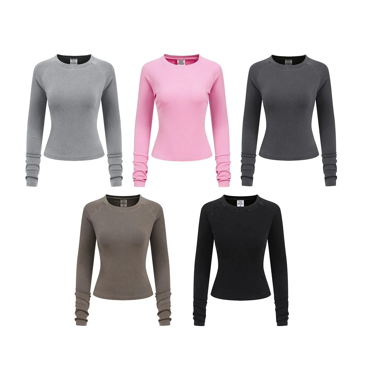 T-shirt lunga Sve Spor slim fit da donna Faion Autunno 2025 American Sle Cotton Crew Ne Vintage Feel BE Abbigliamento da donna