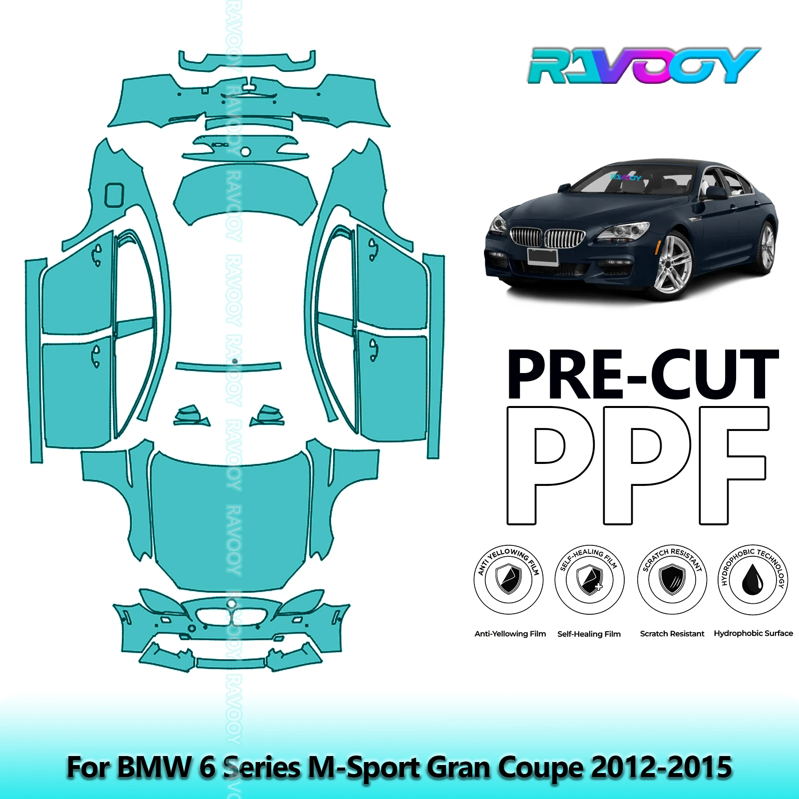 

Precut PPF Paint Protection Film Full Vehicle For BMW 6 Series M-Sport Gran Coupe 2012-2015