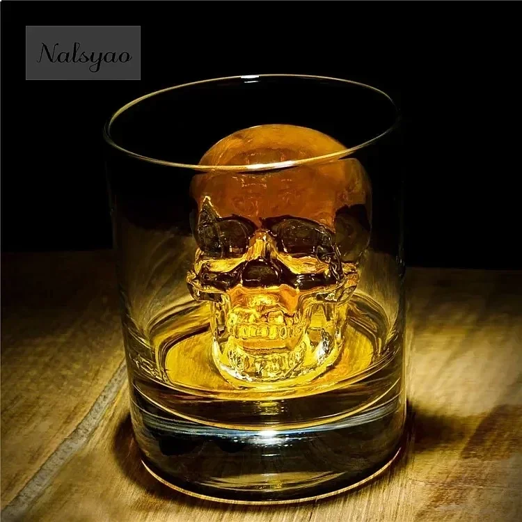 3D 4 Cavity Skull Ice Cube Tray Silicone Ice Maker Molds with Funnel for Ice Cream Party