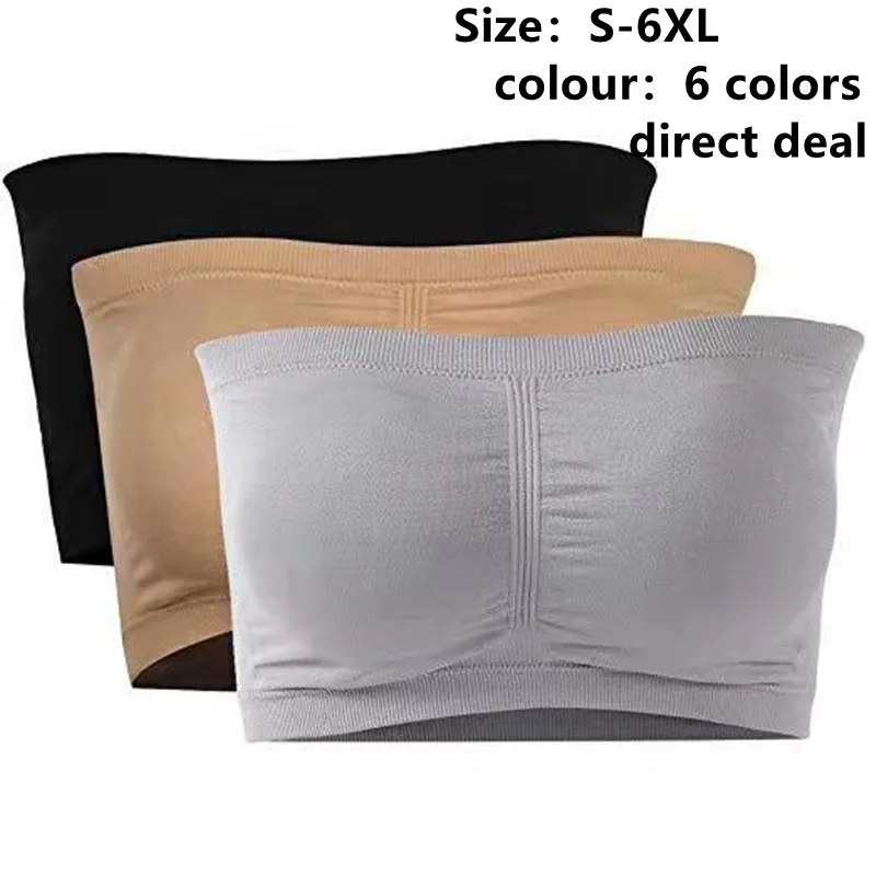 Double Layer Extended Size Strapless Chest Wrap With Removable Chest Pads One Shoulder Thin Invisible Bra