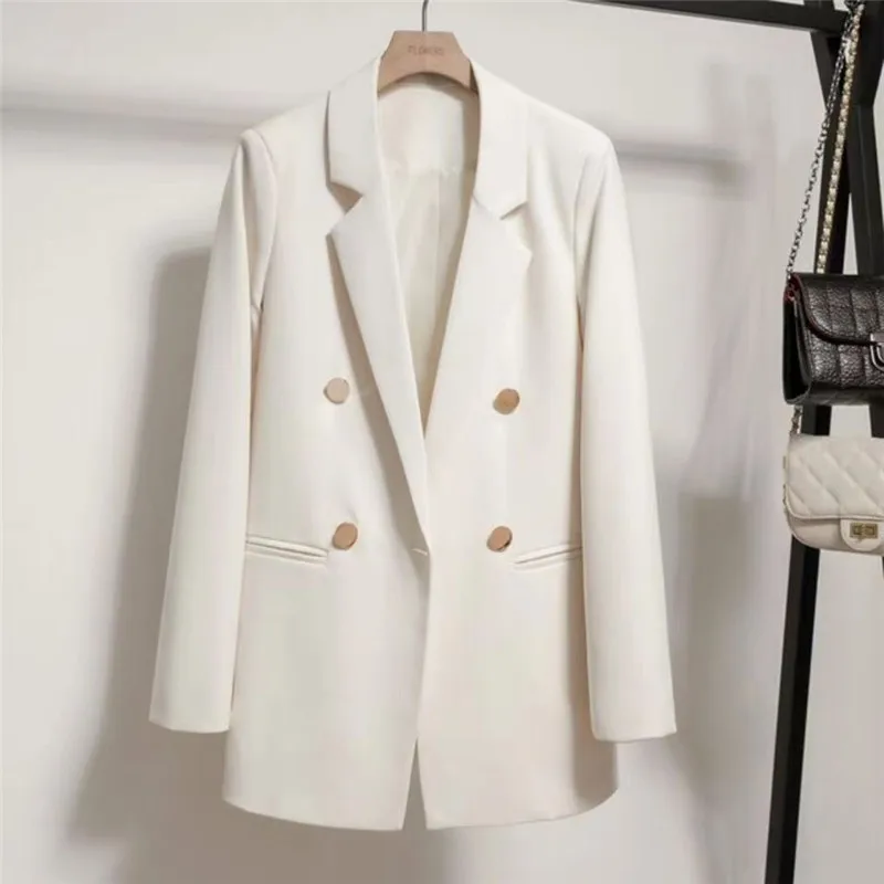 Imagem -02 - Jaqueta Cabolsa de Terno Cabolsas Casuais Tops Branco Preto Primavera Outono Feminino Blazer Moda Novo 2023 Versão Coreana Feminina