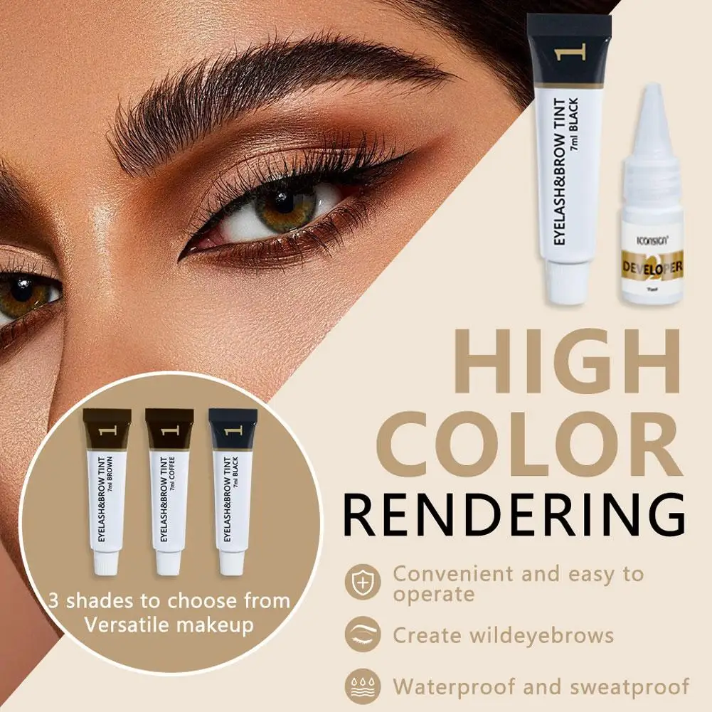 ICONSIGN Augenbrauen-Wimpernfärbungsset, Augenbrauenverstärker, Mascara-Lift, Tönung, langlebiges Augenbrauen-Brauen-Set, Tattoo-Augen-Make-up