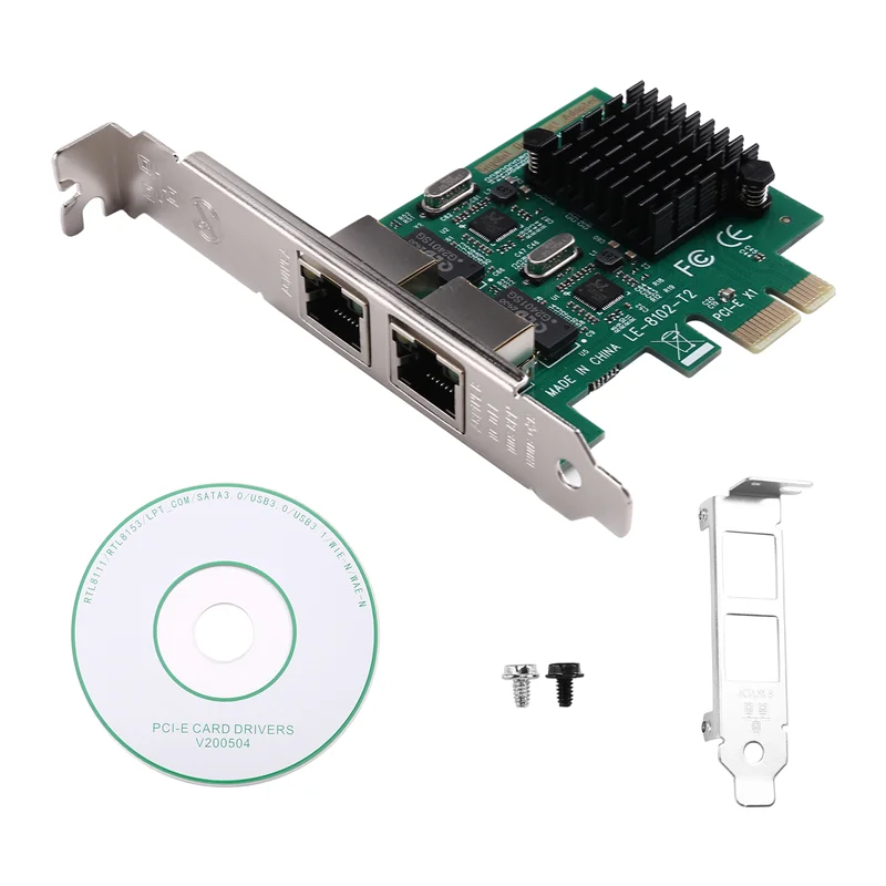 Pcie 10/100/1000Mbps Lan PCI-E X1 بطاقة الشبكة 2X RJ45 Port 1G NIC PCI-E جيجابت إيثرنت Server محول خادم RTL8111G #1