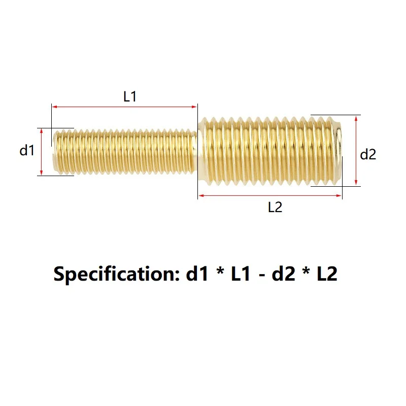 M3 M4 M5 M6 M8 M10 M12 M14 Brass Thread Adapter Male to Male Bolts Conversion Double Head Transfer Reducing Screws