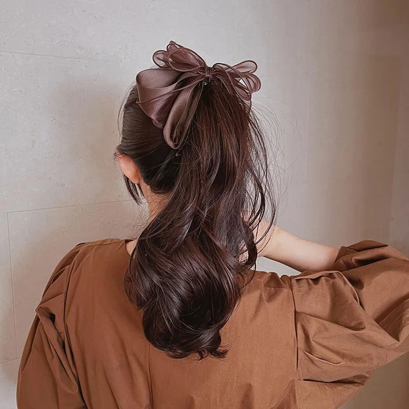 

Bow Banana Clip Vertical High Ponytail Hair Holder Strong Grip For Back Of Head Cute Hair Accessory Soft Comfortable