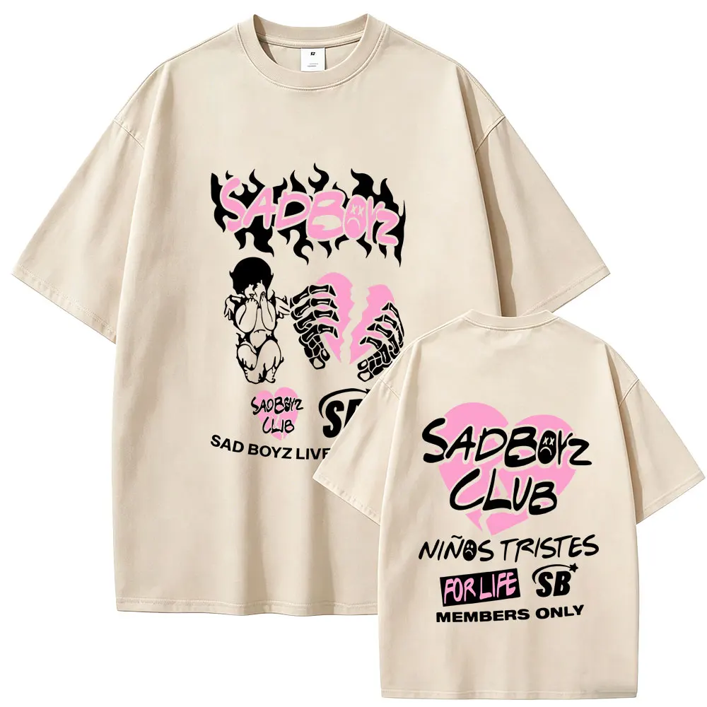 Junior H Sad Boyz Graphic T-shirt Men Women Fashion Oversized Streetwear Men's Hip Hop T Shirts Male High Qualuty Cotton Tshirt