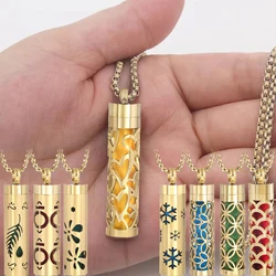 New Golden Long Strip Stainless Steel Aromatherapy Necklace Perfume Essential Oil Diffuser Pendant Necklace Jewelry Accessories