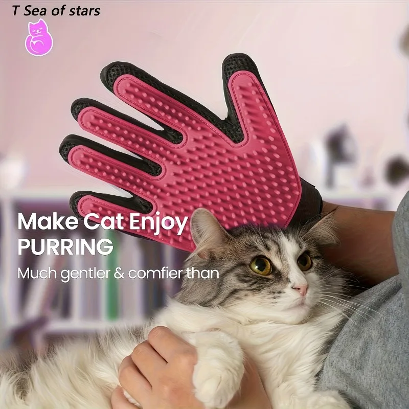 kkjoy Pet Hair Removal Glove Deshedding Grooming Brush Enhanced Finger Design for Dogs And Cats Fur Cleaning