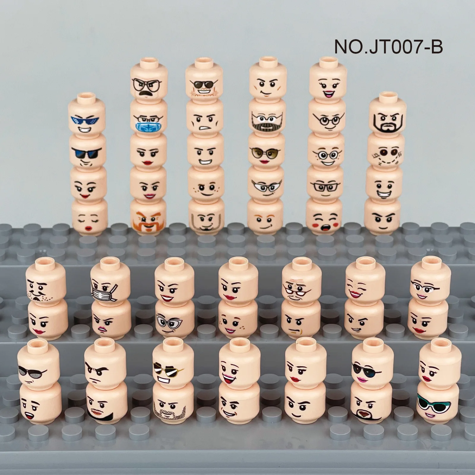 56pcs/lot Figure Head Faces Creative Laugh Cry Cute Facial Expression DIY Bricks Building Blocks Model Kids Toys Boy Girl Gift