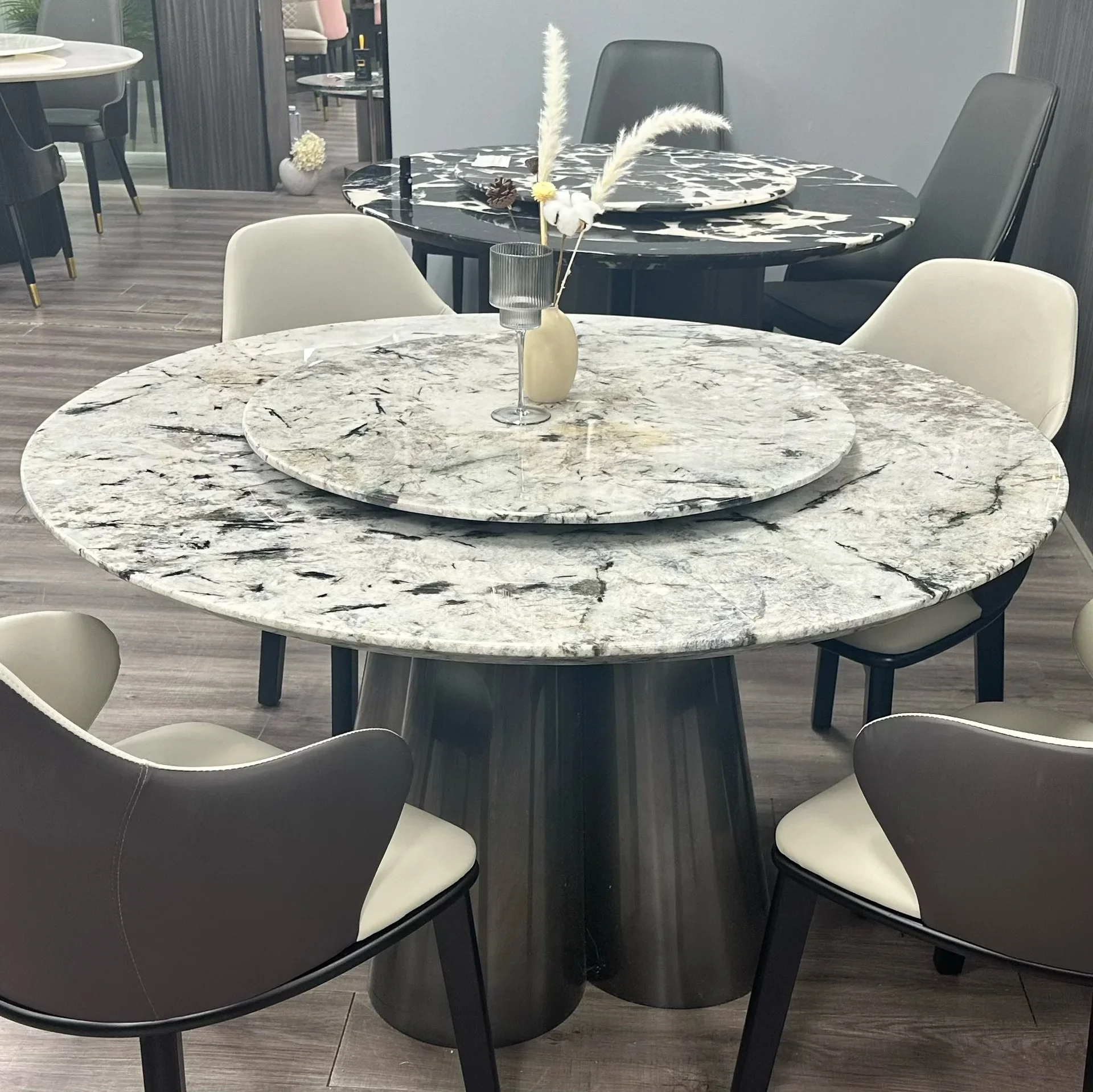 YAO pure natural golden branch jade leaf luxury stone high-end villa minimalist style home marble large round dining table