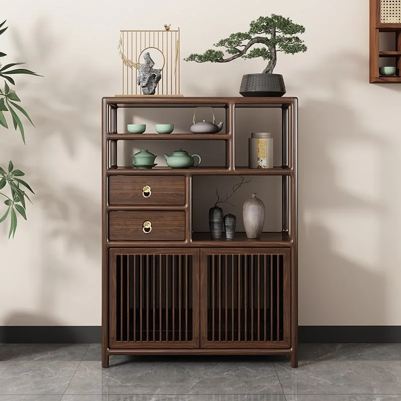 New Chinese Bogu rack Ebony Duobao Pavilion Shelf Solid wood display cabinet Low room Side Tea tea